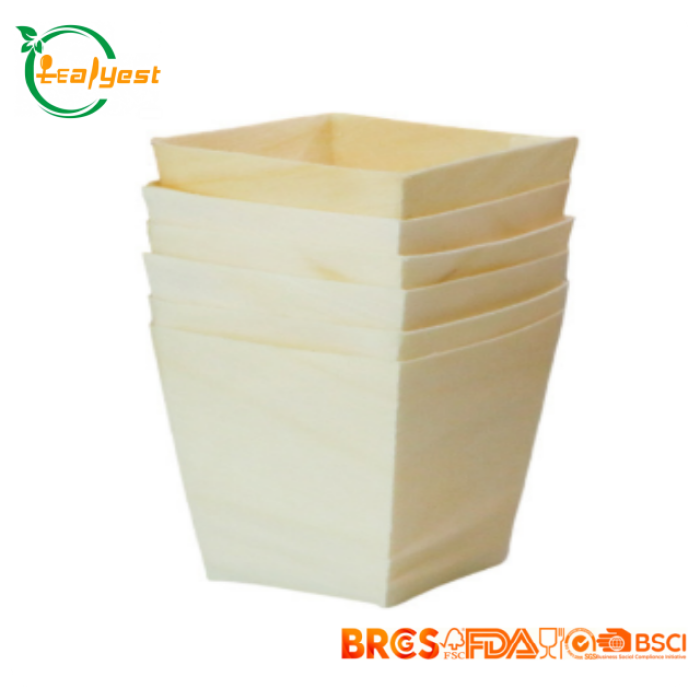 45mm Eco-Friendly Disposable Wooden Square Cup