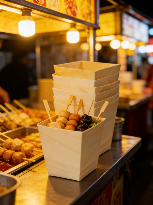 45mm Eco-Friendly Disposable Wooden Square Cup