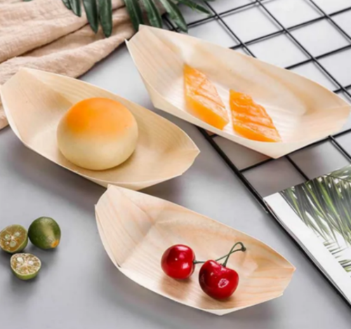 Medium-sized Eco-Friendly Disposable Wooden Boat plates