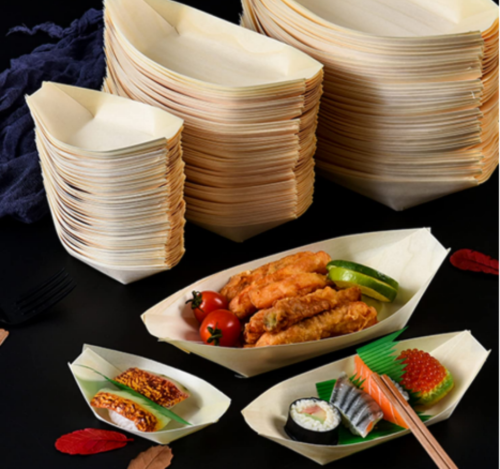 Medium-sized Eco-Friendly Disposable Wooden Boat plates