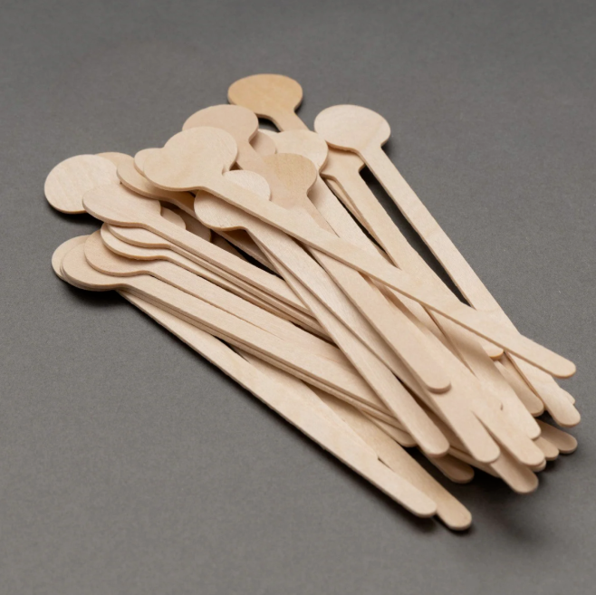 FSC-certified wooden coffee stirrers
