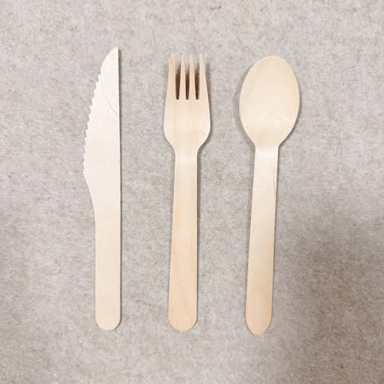 Disposable wooden cutlery set - eco-friendly knife fork spoon set by Leafyest