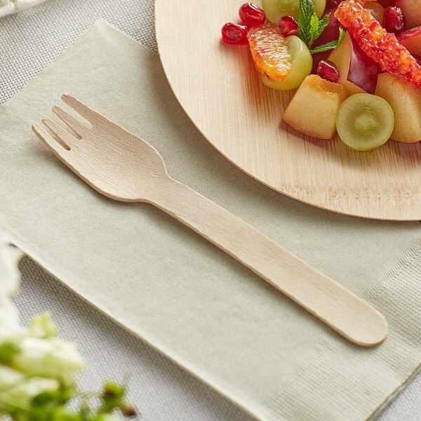 120mm eco-friendly disposable wooden fruit fork, precision shaped and sanded by Leafyest