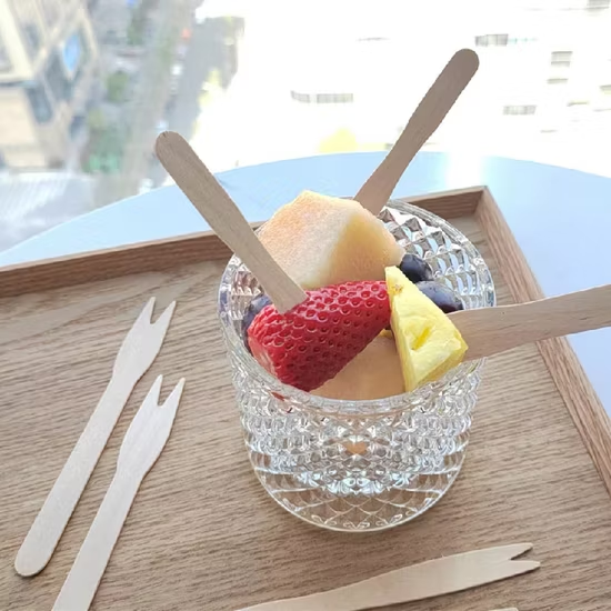 Leafyest 140mm eco-friendly disposable wooden fruit fork from the FSC Disposable Wooden Fruit Fork group