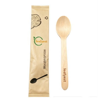 Eco-Friendly Disposable Wooden Cutlery Set | 1-in-1 Individually Wrapped(Product replaceable)