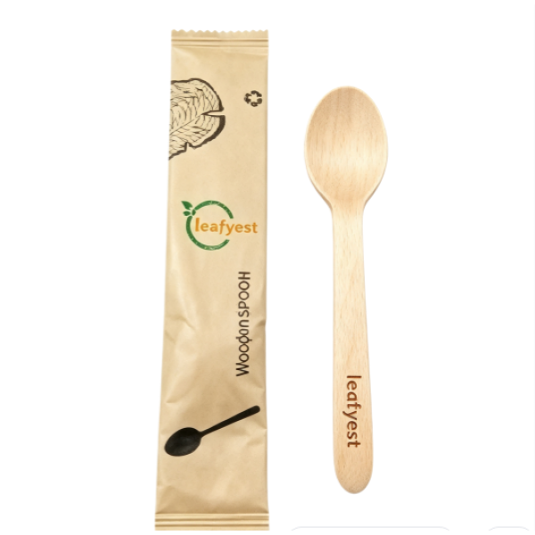 Eco-Friendly Disposable Wooden Cutlery Set | 1-in-1 Individually Wrapped(Product replaceable)