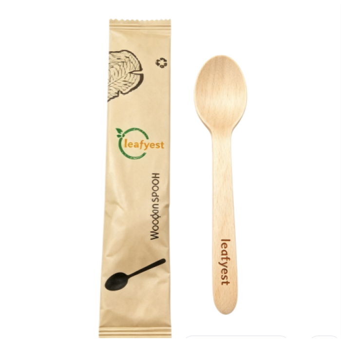 Eco-Friendly Disposable Wooden Cutlery Set | 1-in-1 Individually Wrapped(Product replaceable)