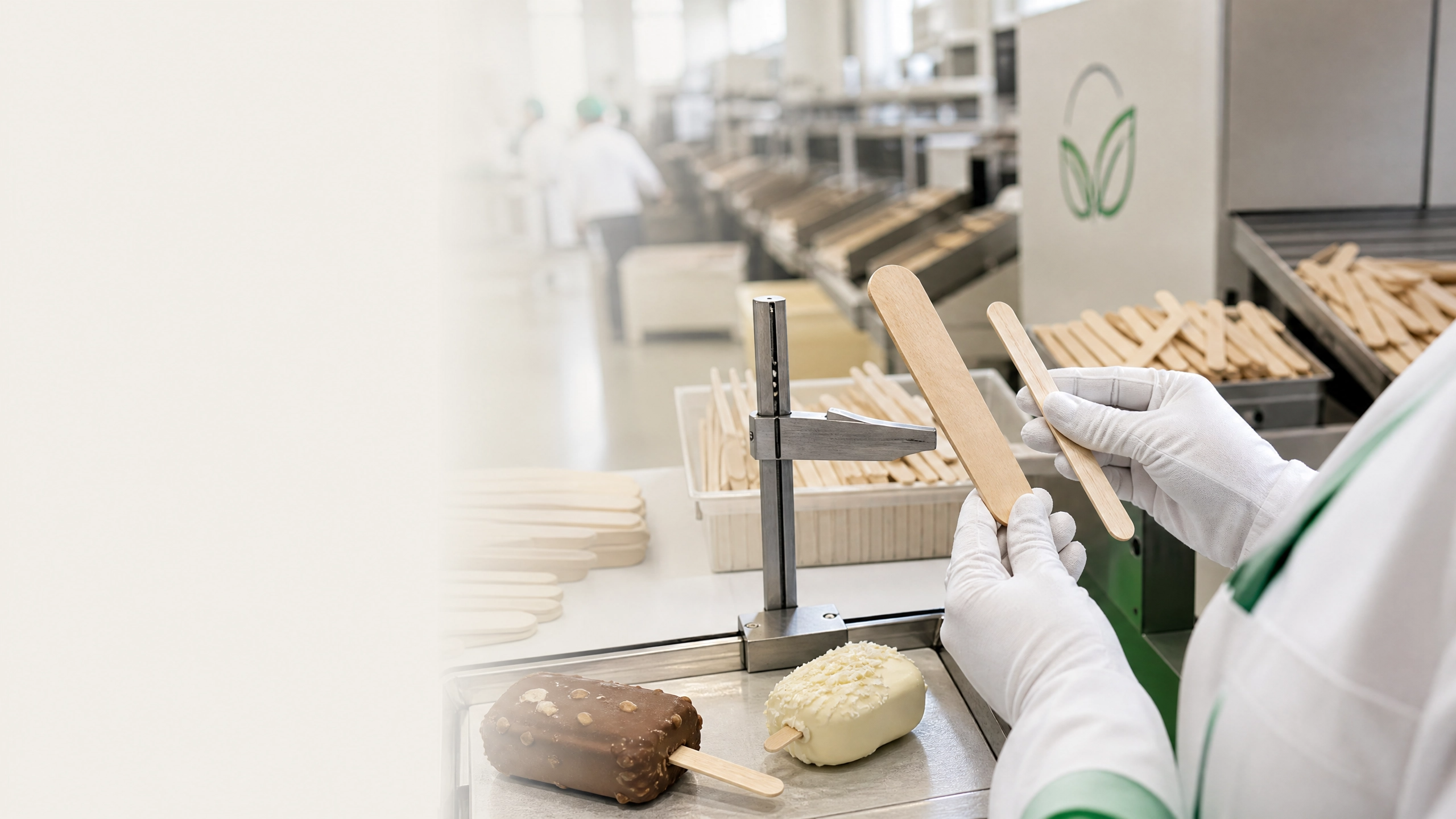 Ice cream bars on wooden sticks showing standard and Magnum format proportions