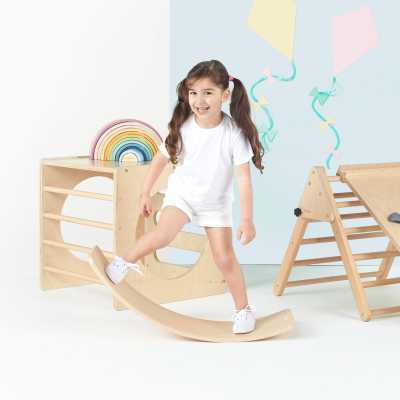 Balance Board for Kids | Promotes Gross Motor Skills | Natural Wood | Indoor Active Play | Custom