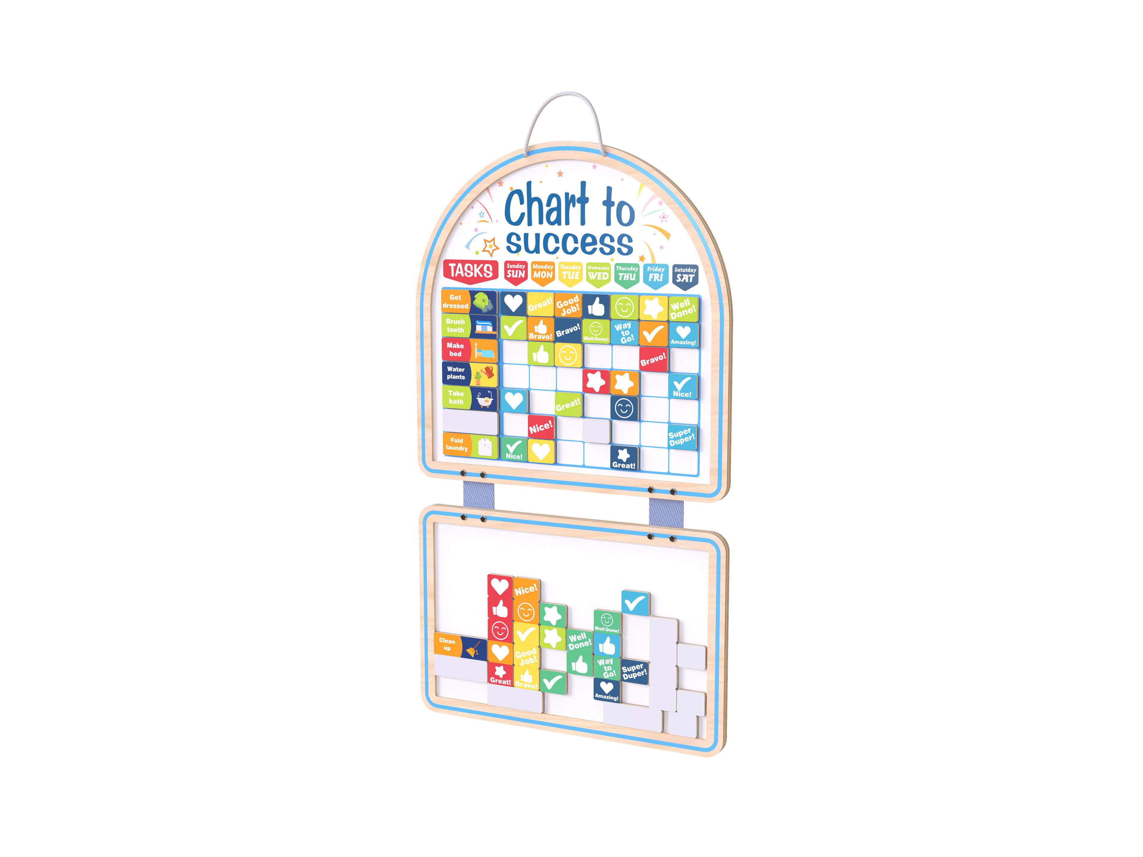 Wooden Deluxe Magnetic Responsibility Chart Toddler Routine Kids Reward Board Chores Chart 