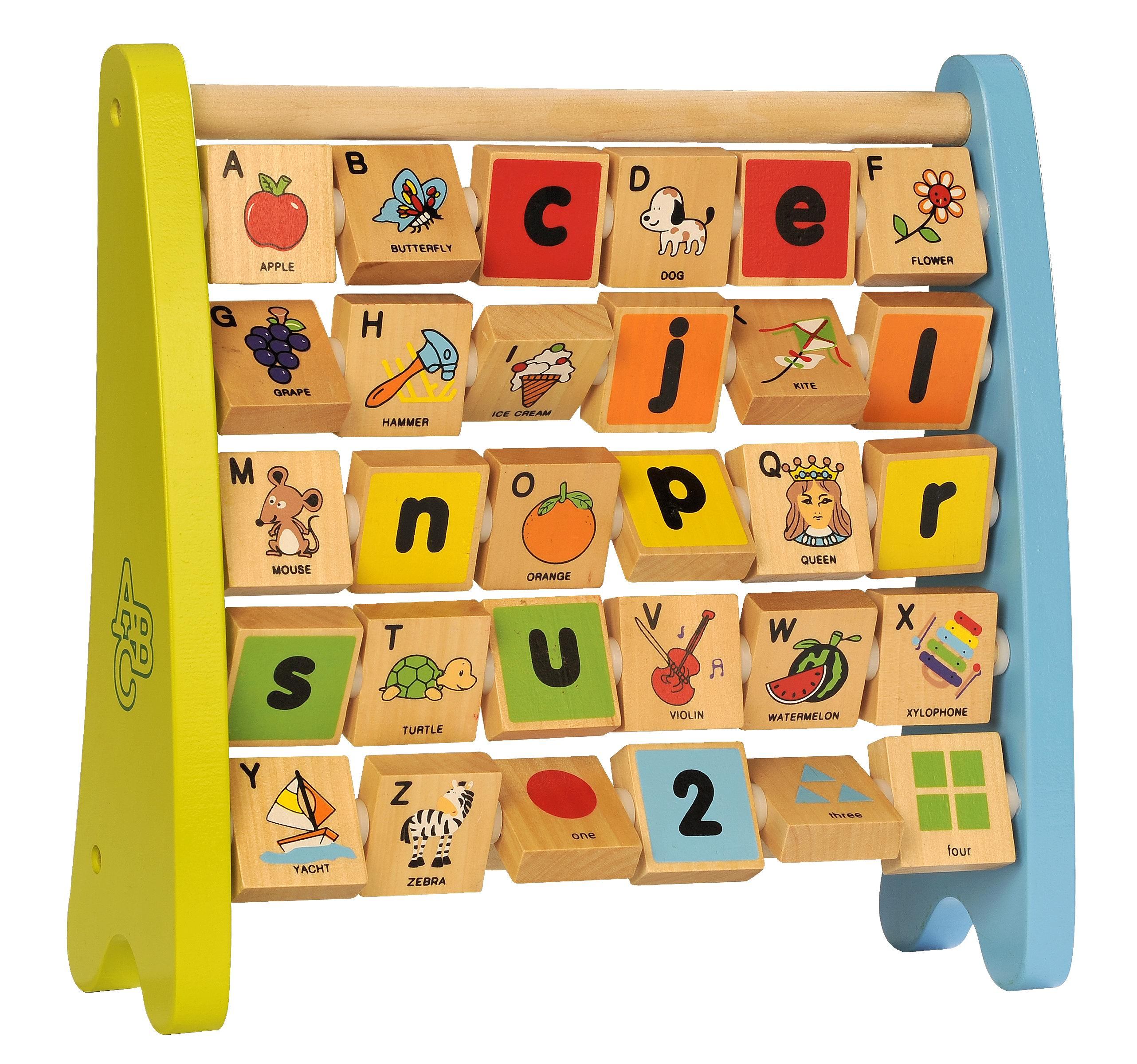 Alphabet Rack Plip Flop Alphabet Blocks Abacus Alpha-Abacus Toy Wooden Alphabet & Number Montessori Learning Toy 