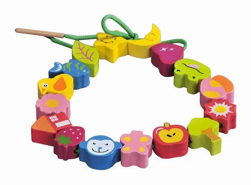 Wooden Lacing Beads Threading Toys for Toddlers Kids Fine Motor Skills Montessori Lacing Beads