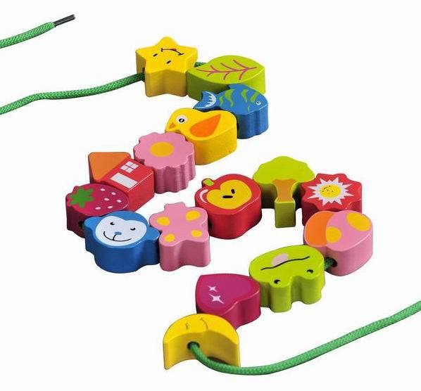 Wooden Lacing Beads Threading Toys for Toddlers Kids Fine Motor Skills Montessori Toys for 2 Year Old Girls Boys Birthday Gifts