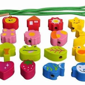 Wooden Lacing Beads Threading Toys for Toddlers Kids Fine Motor Skills Montessori Lacing Beads