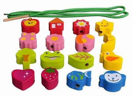 Wooden Lacing Beads Threading Toys for Toddlers Kids Fine Motor Skills Montessori Lacing Beads for 2 year old