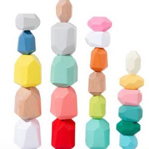 Wooden Sorting Stacking Rocks Stones Sensory Toddler Toys Learning Montessori Toys