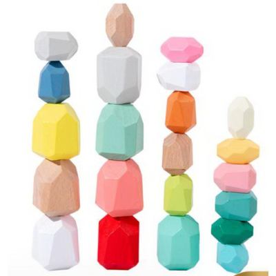Wooden Sorting Stacking Rocks Stones Sensory Toddler Toys Learning Montessori Toys