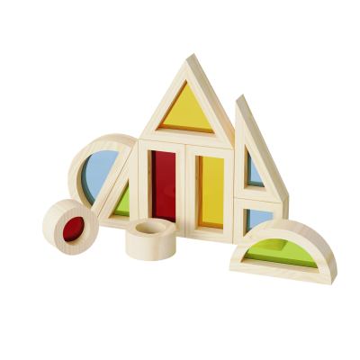 Wood Sensory Blocks for Toddlers 1-3, Wood Sensory Blocks Wooden Rainbow Kids Stacking Blocks