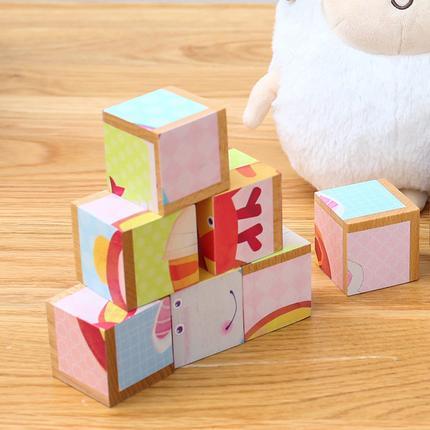 Wooden Cube Puzzle for Toddlers 6 Puzzles in 1 Wooden Educational Toys Wooden Animal Blocks Puzzle