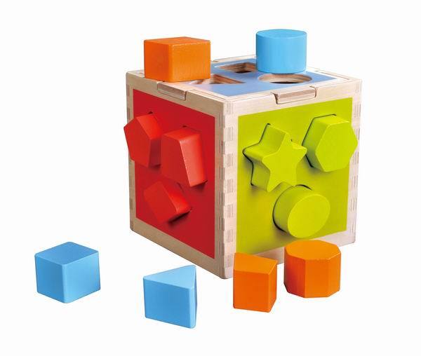 Take-Along Shape Sorter Wooden Montessori Learning Toy Shape Sorting Cube Classic Wooden Toy With 12 Shapes