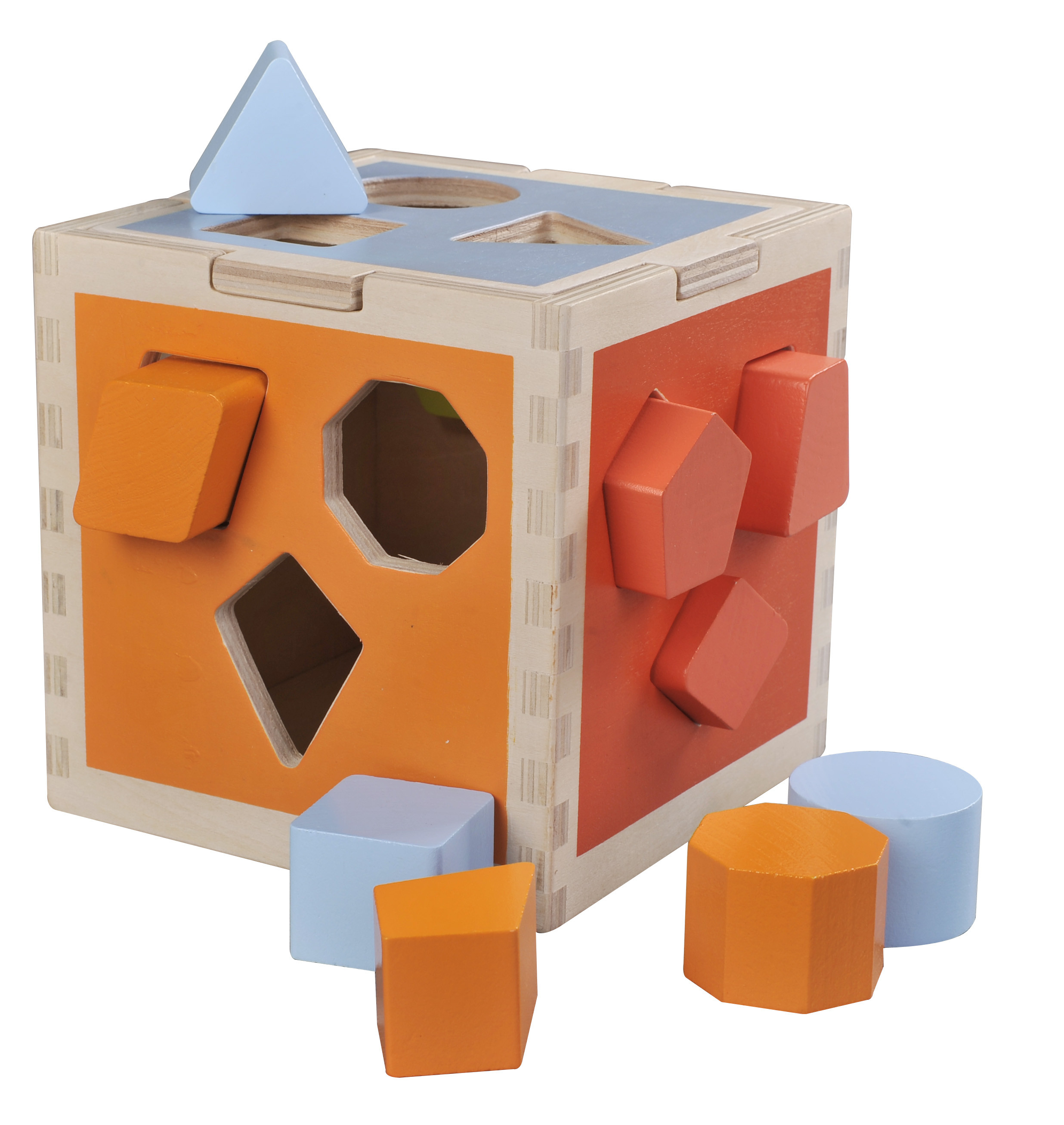 Take-Along Shape Sorter Wooden Montessori Learning Toy Shape Sorting Cube Classic Wooden Toy With 12 Shapes