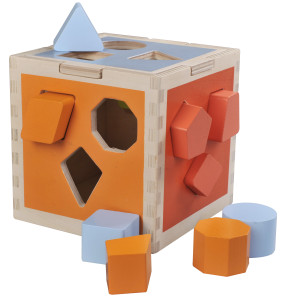 Take-Along Wooden Shape Sorter Montessori Learning Toy Shape Sorting Cube Classic Wooden Toy