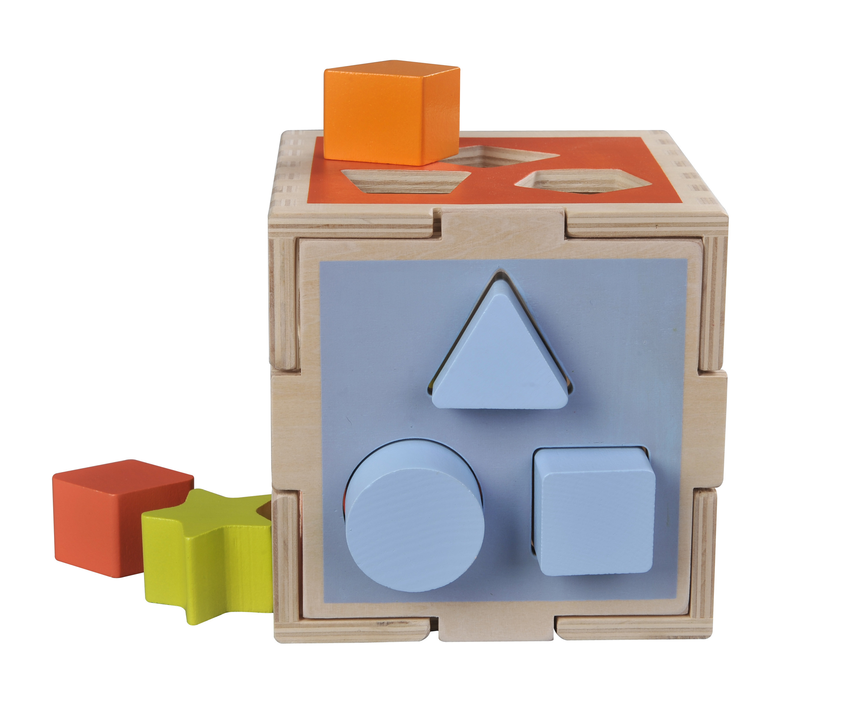 Take-Along Shape Sorter Wooden Montessori Learning Toy Shape Sorting Cube Classic Wooden Toy With 12 Shapes