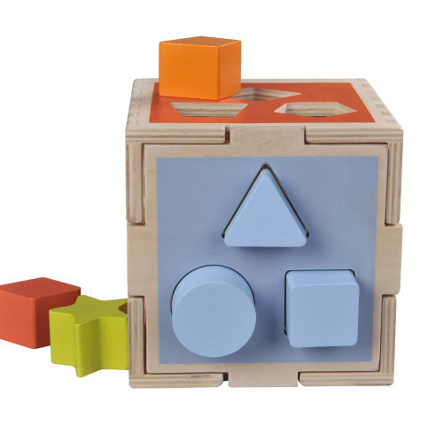 Take-Along Wooden Shape Sorter Montessori Learning Toy Shape Sorting Cube Classic Wooden Toy