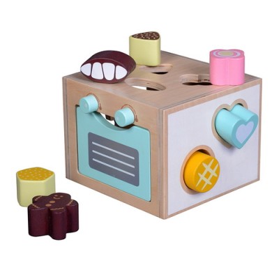 Cube Shape Sorting Learning Cube Wooden Learning Cube Shape-Sorting Wooden Oven Toy