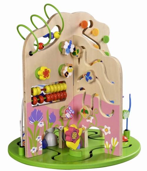 Wooden Activity center baby Colorful Seasons Wooden Toddler Activity Center with Bead Maze, Spinning Gears and Bead Runs Toys for Kids Boys and Girls Age 3+