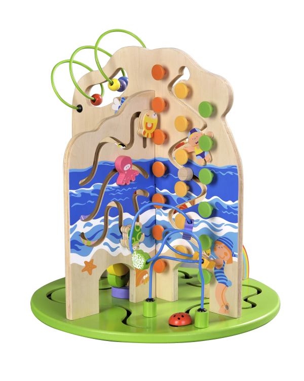 Wooden Activity center baby Colorful Seasons Wooden Toddler Activity Center with Bead Maze, Spinning Gears and Bead Runs Toys for Kids Boys and Girls Age 3+