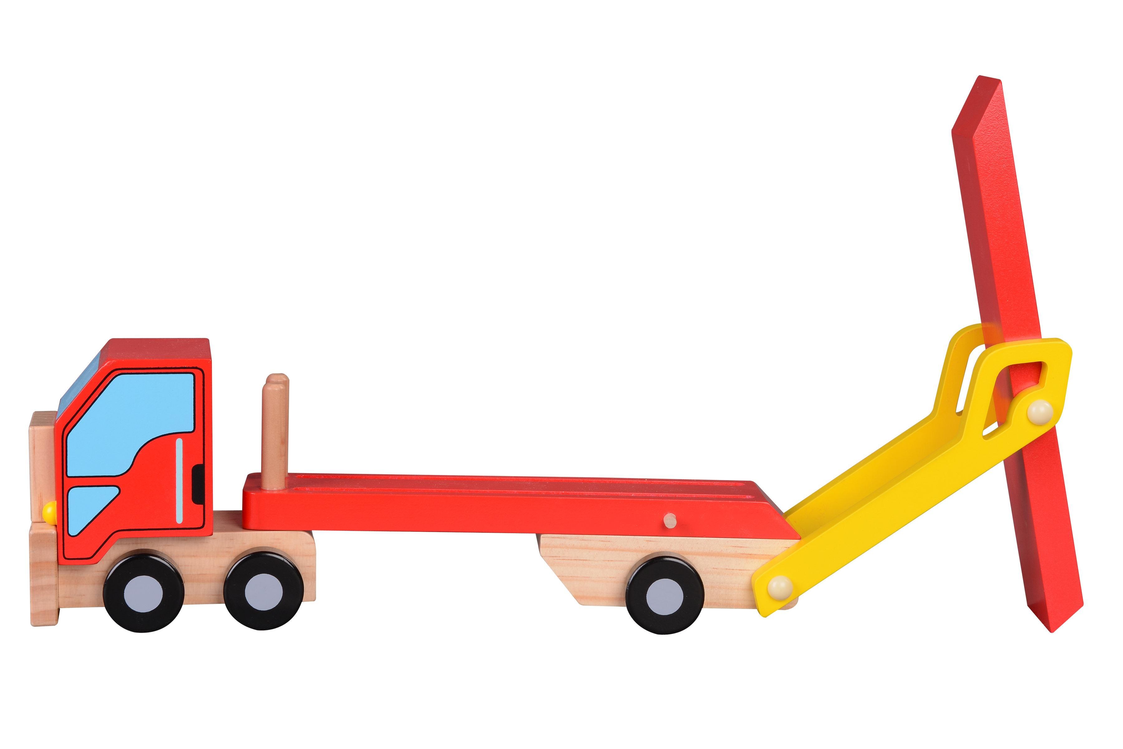 Car Carrier Truck and Cars Wooden Toy Set With 1 Truck and 6 Cars Vehicle Toys, Push And Go Wooden Trucks For Toddlers And Kids Ages 3+