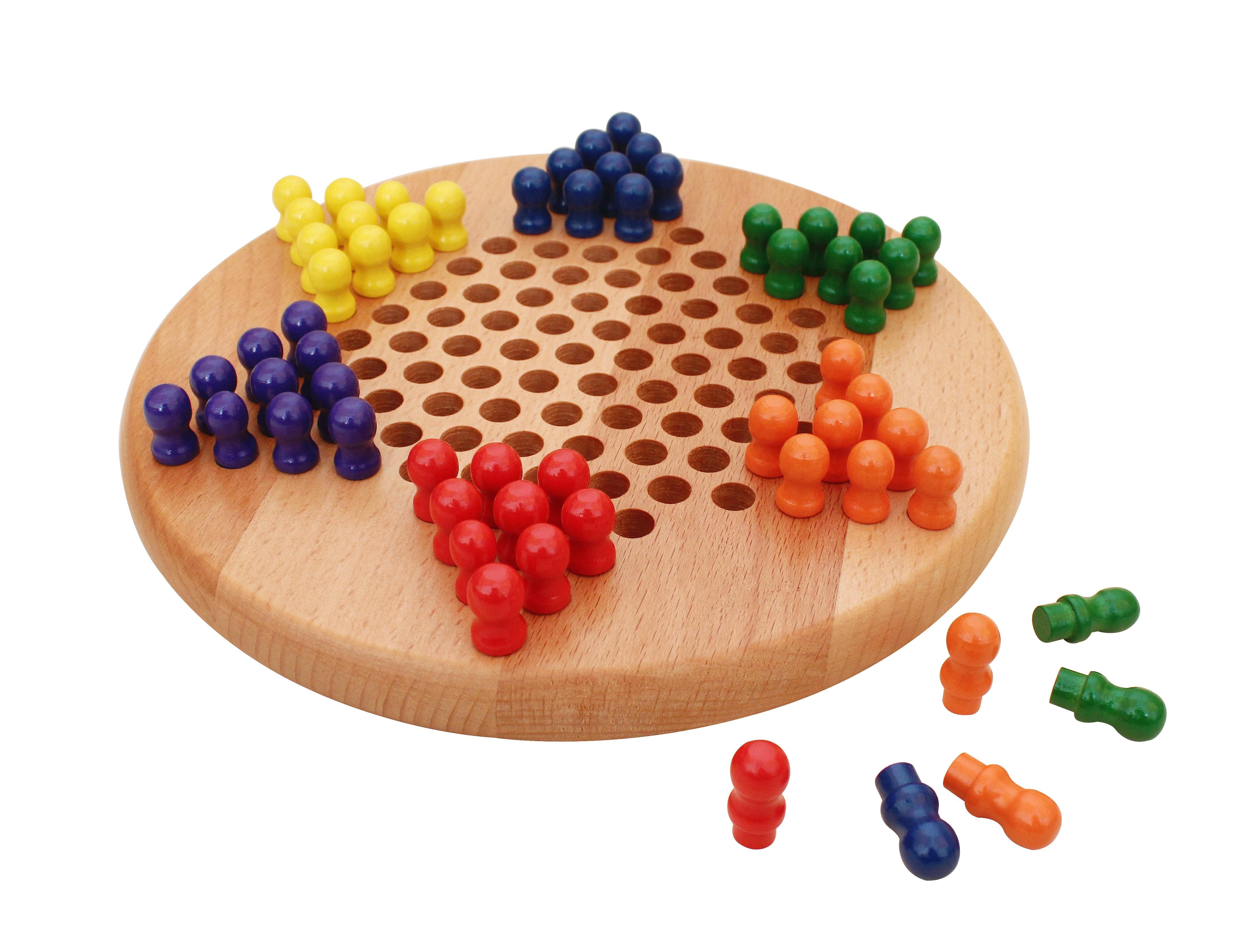 Classic Wooden Checkers Game Set, Fun Family Board Games for All Ages Wooden 2-in-1 Solitaire and Checkers Game Set- Classic Board Game