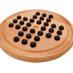Classic Wooden Checkers Game Set, Fun Family Board Games for All Ages Wooden 2-in-1 Solitaire
