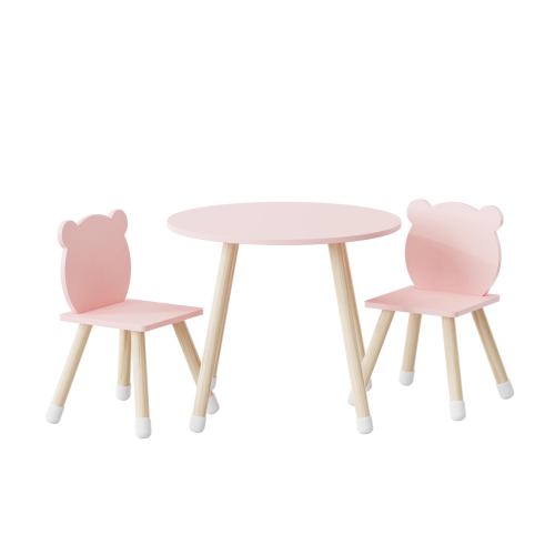 Kid Wooden Children Study Table And Bear Head Chair For Toddlers Table and Bear Head Chair Set