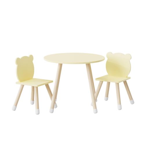 Kid Wooden Children Study Table And Bear Head Chair For Toddlers Table and Bear Head Chair Set