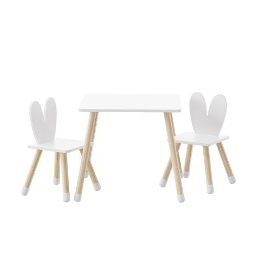 Kids Wooden Table And Rabbitor Chair Set Wooden Activity Play Table Set Children