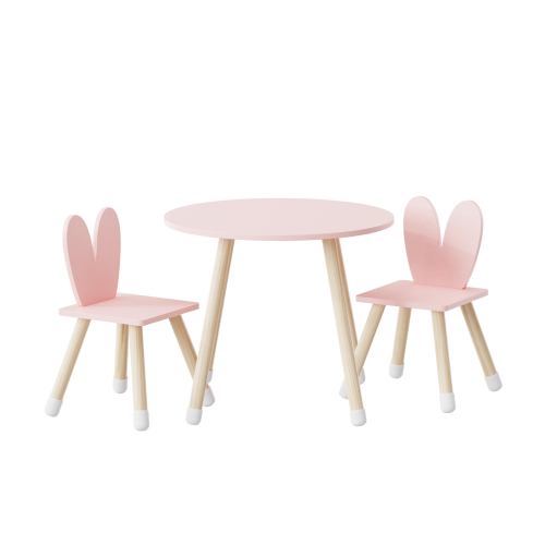 Kids Wooden Table And Rabbitor Chair Set Wooden Activity Play Table Set Children