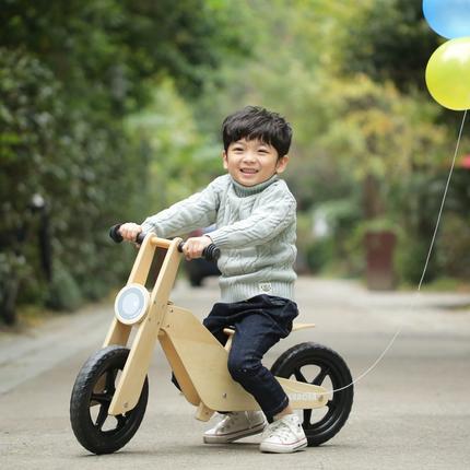 Wooden Balance Bike for Toddlers 2-4 Years Old Toddler Kids Balance Bike with PU Seat and 3 Adjustable Seat Heights And Skid Proof Handle