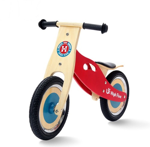 Red Color Printed Wooden Balance Bike With EVA and Rubber Tire Balance Bike with PU Seat