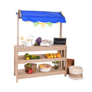 Outdoor Wooden Pretend Play Market Grocery Store Playset Kids Play Store Wooden Supermarket Playset Wooden Kindergarten Furniture