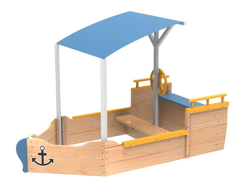 Pirate Ship Wooden Sandbox