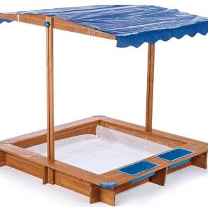 Kid's Wooden Sandbox with Cover Outdoor Wooden Sandpit