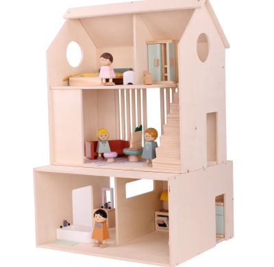 Forestoy Three-Storey Doll House Toy for Kids 3+ years Wooden DIY Dollhouse
