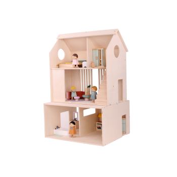 Forestoy Three-Storey Doll House Toy for Kids 3+ years Wooden DIY Dollhouse
