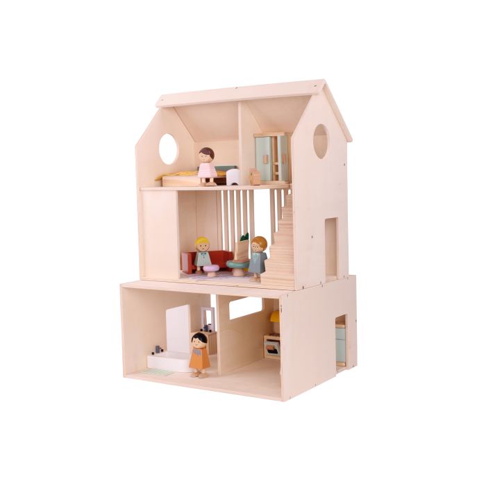 Forestoy Three-Storey Doll House Toy for Kids 3+ years Wooden DIY Dollhouse