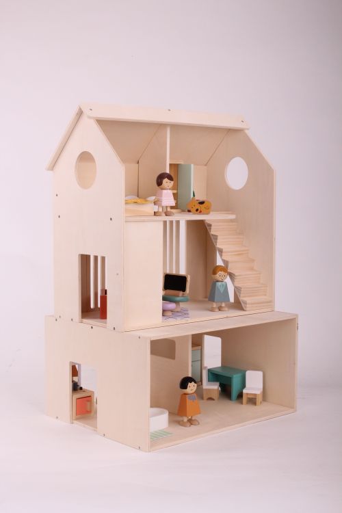 Forestoy Three-Storey Doll House Toy for Kids 3+ years Wooden DIY Dollhouse