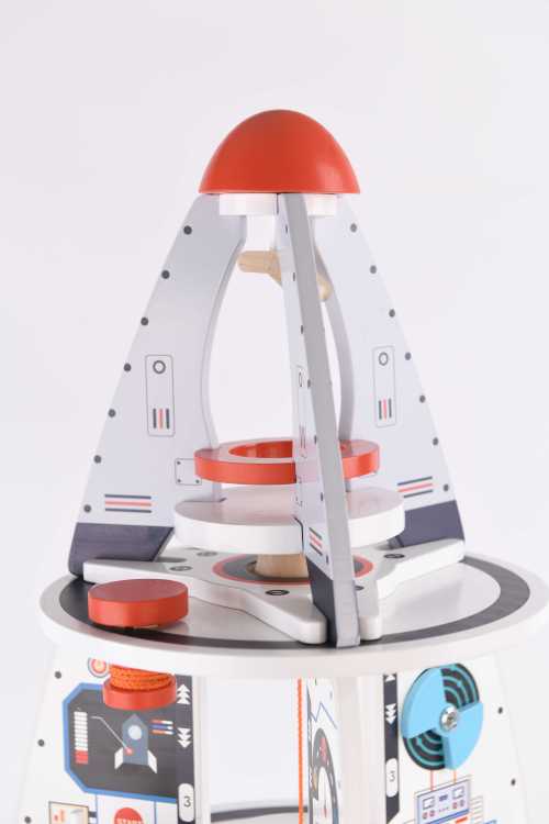 Forestoy Wooden Rocket Toy Four-stage Rocket Ship Pretend Play Rocket Toy for Kids