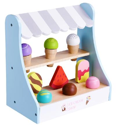 Forestoy Wooden Icecream Shop Wooden Ice Cream Set for Kid  Wooden Role Play Ice Cream Shop Play Food Kitchen Toys Imaginative Play Toys Gift 3 year old Girls Boys