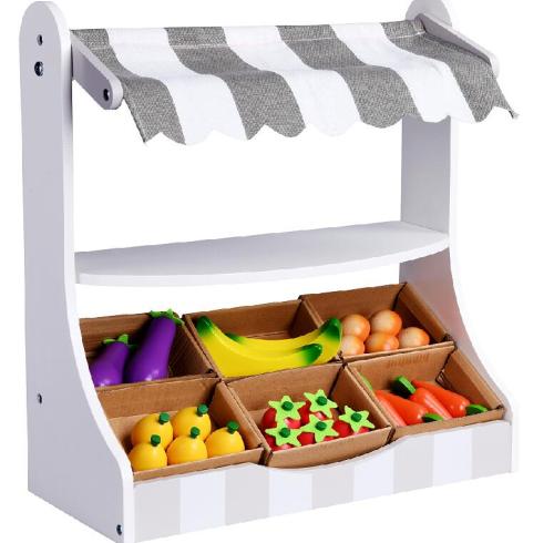 Forestoy Wooden Play Shop Pretend Play Shop Store and Market Playing with Fruits and Vegitables